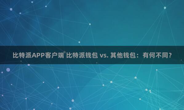 比特派APP客户端 比特派钱包 vs. 其他钱包：有何不同？