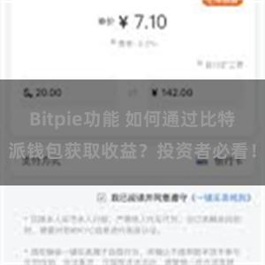 Bitpie功能 如何通过比特派钱包获取收益？投资者必看！